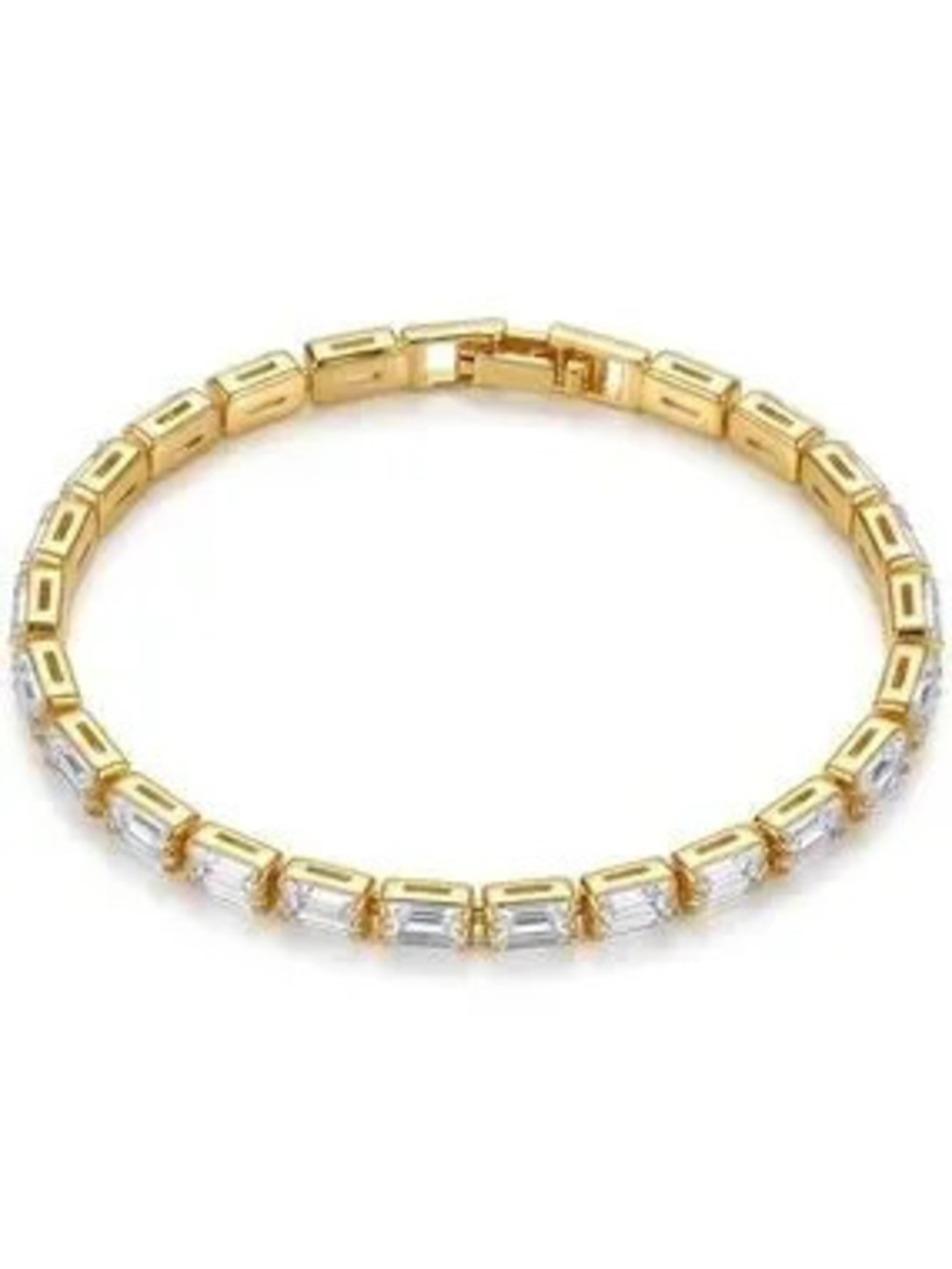 Anthropologie Gold Baguette Crystal Link Bracelet